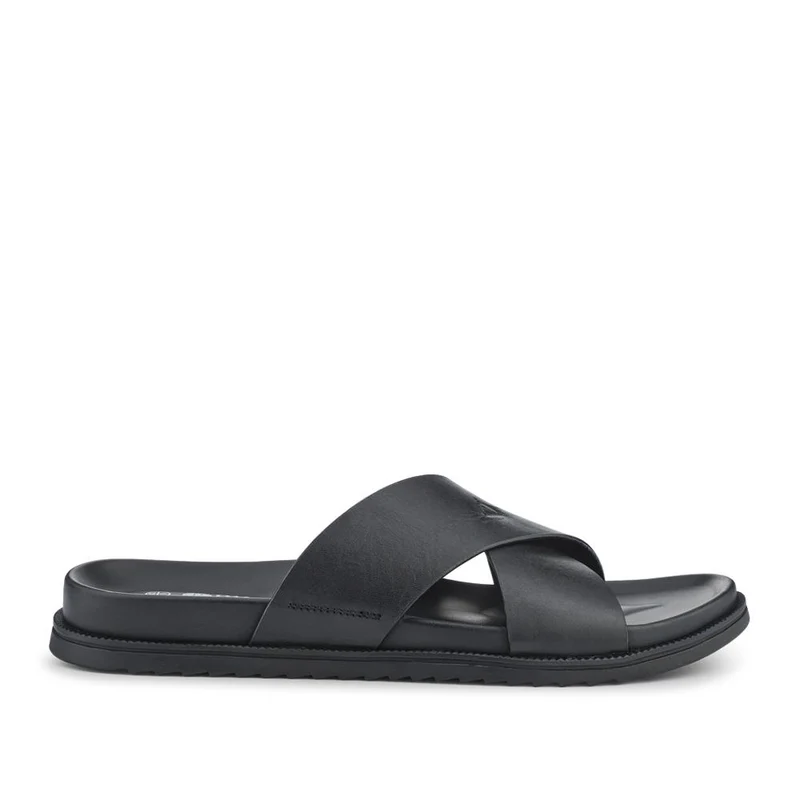 Strappy Leather Slides - JFOOT41009 / 327 467 - Black