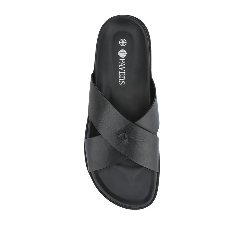 Strappy Leather Slides - JFOOT41009 / 327 467 - Black