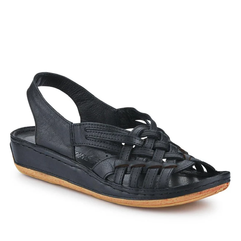 Soft Leather Slip-On Sandals - KARY39009 / 325 512 - Black
