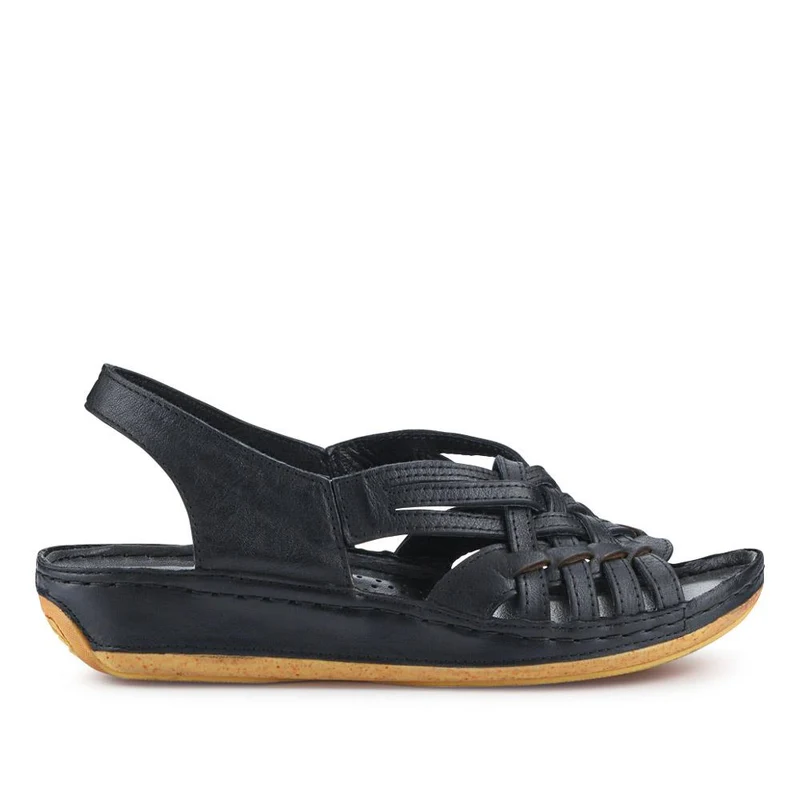 Soft Leather Slip-On Sandals - KARY39009 / 325 512 - Black