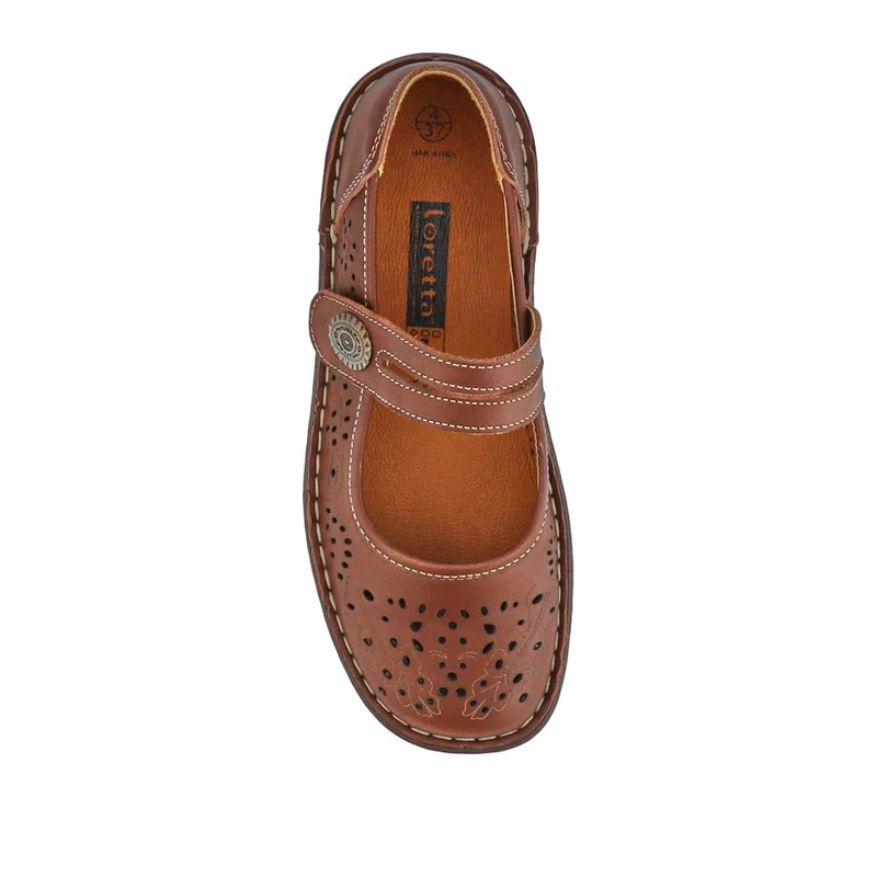 Leather Touch-Fasten Mary Janes - HAK41005 / 327 432 - Brown
