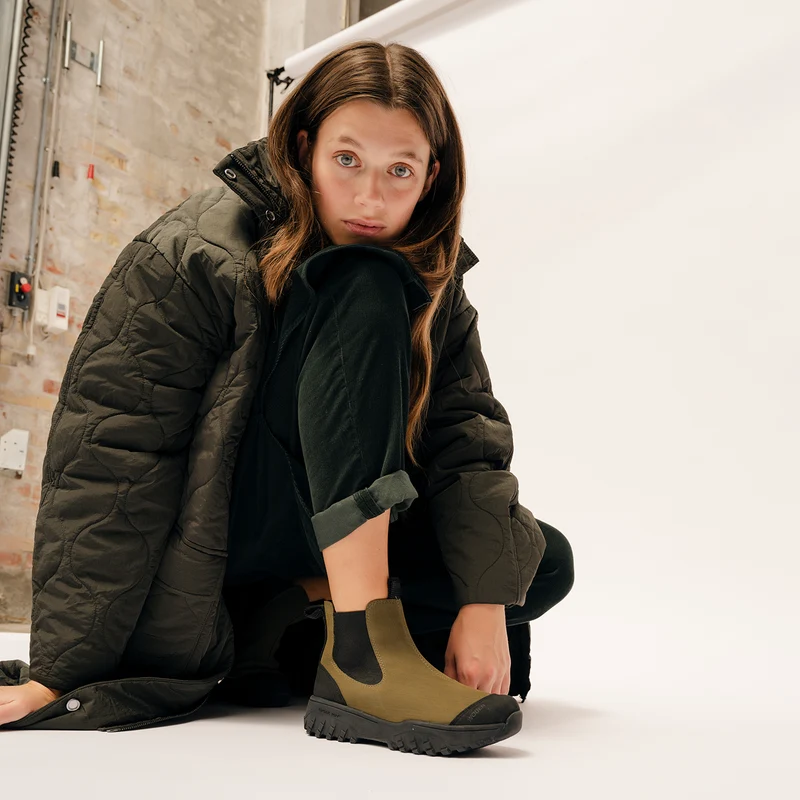 Magda Rubber Track Boot - Dark Olive/Black