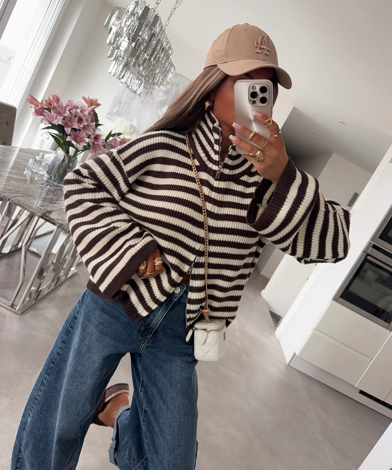 Zip Pullover Rani Braun