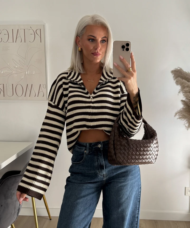 Zip Pullover Rani Braun