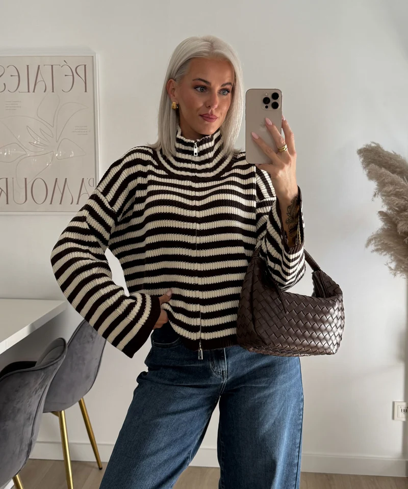 Zip Pullover Rani Braun