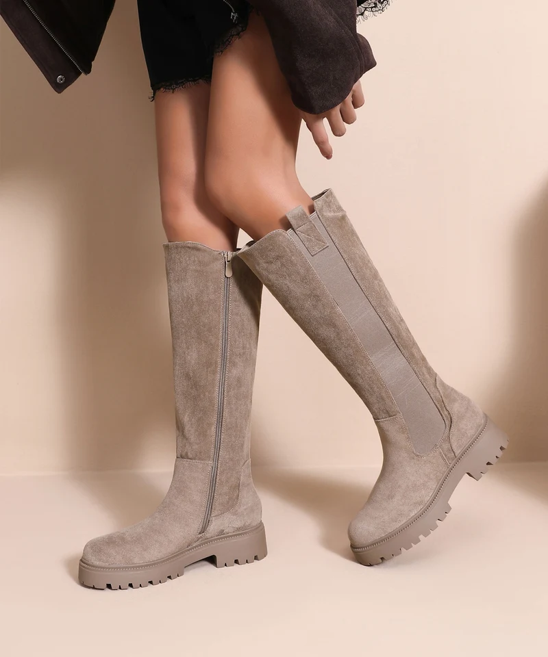 Stiefel Ivi Taupe Wildleder