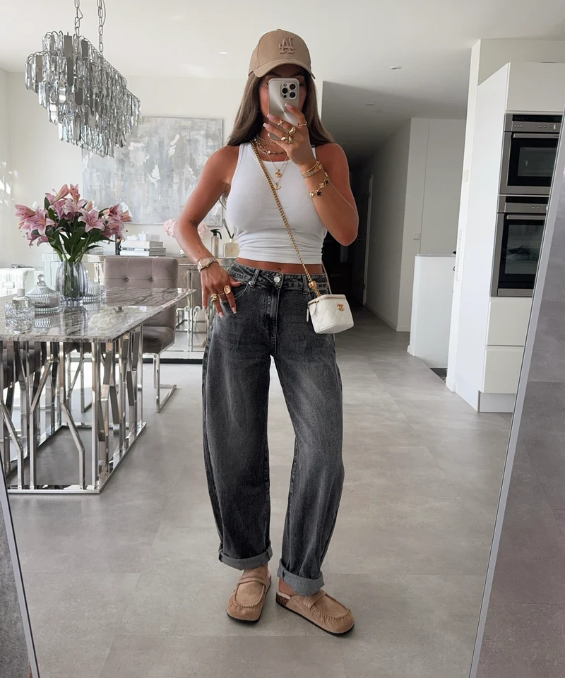Stretch Barrel Jeans Havi Grau