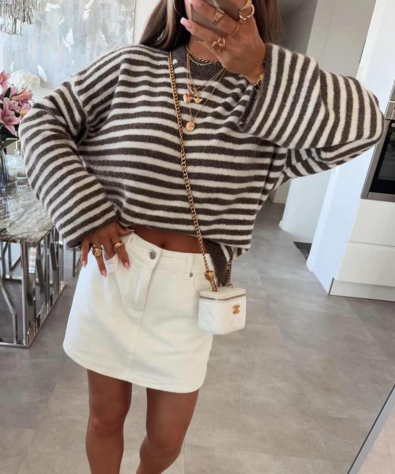 Pullover Streifen Vrona Braun