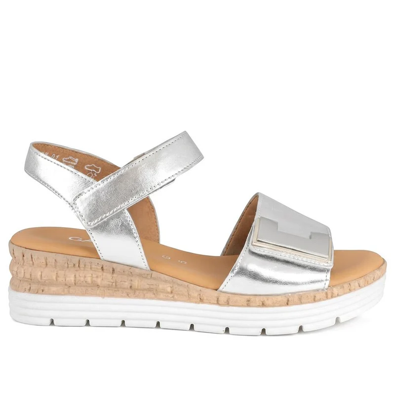 Gabor Leather Adjustable Fastening Sandals - GABC43516 / 330 455 - Silver
