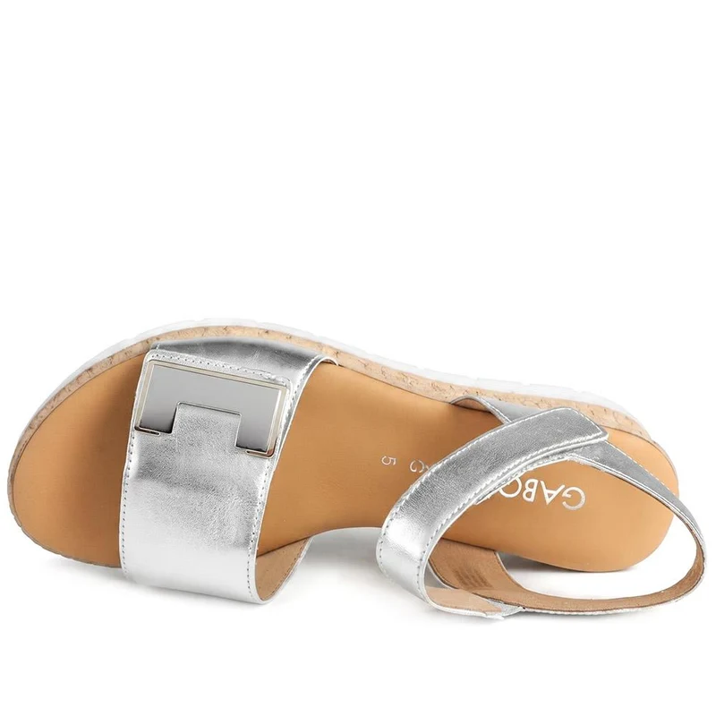 Gabor Leather Adjustable Fastening Sandals - GABC43516 / 330 455 - Silver