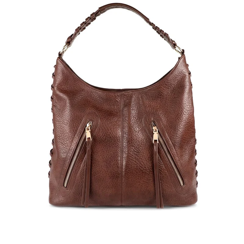 Zip Design Daily Shoulder Bag - HETIA44005 / 329 964 - Brown