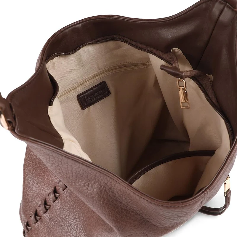 Zip Design Daily Shoulder Bag - HETIA44005 / 329 964 - Brown