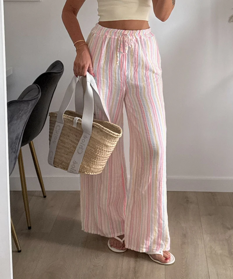 Musselin Hose Rainbow Gelb