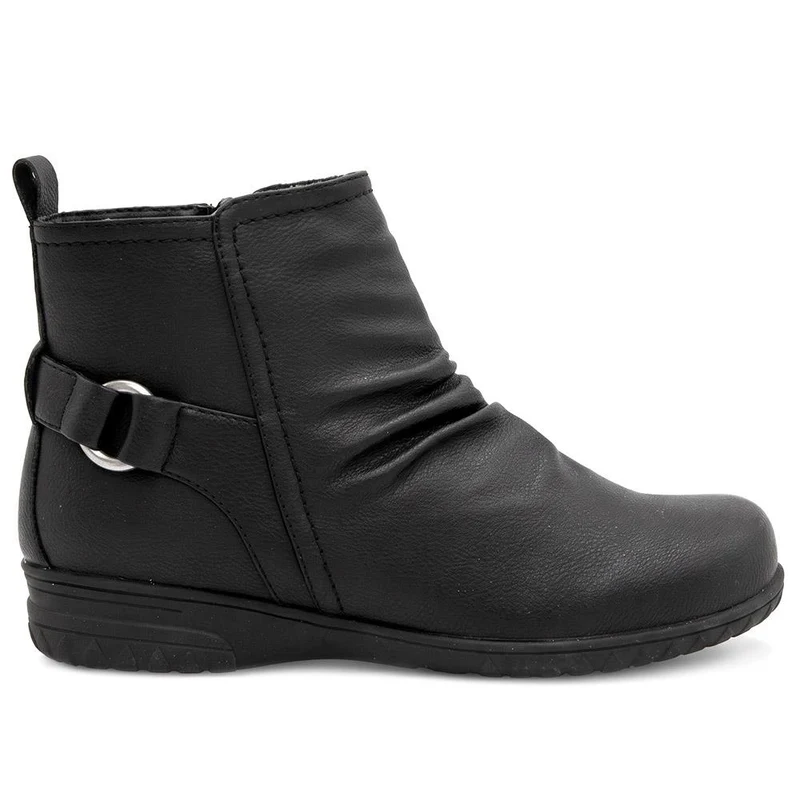 Wide Fit Ruched Design Smart Ankle Boots - WBINS44066 / 329 953 - Black