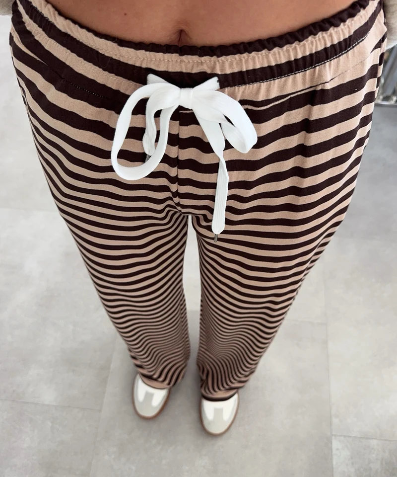 Stoffhose Leonita Braun Beige