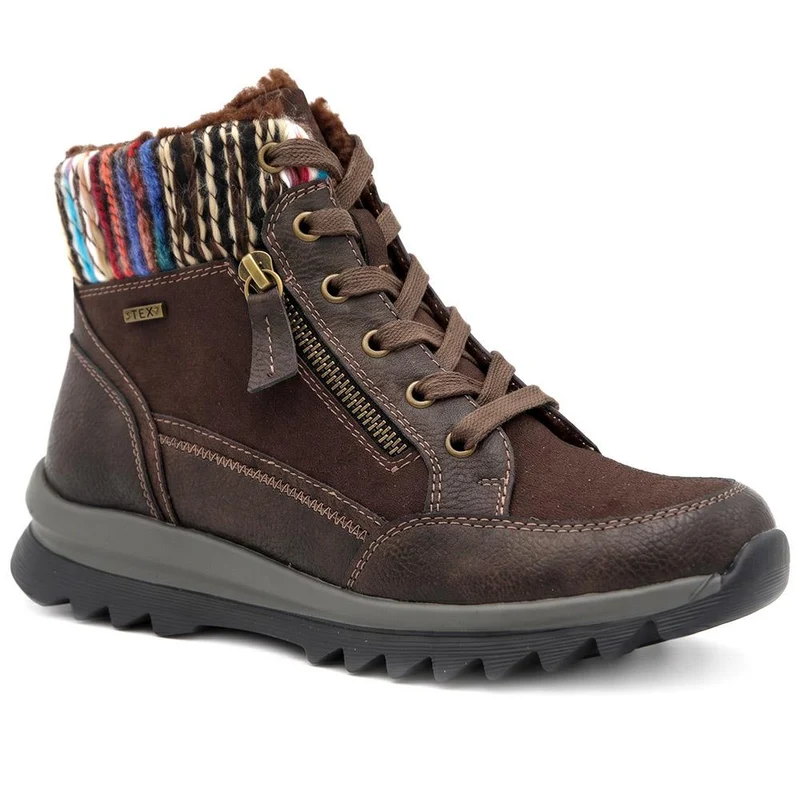Warm Lined Knitted Cuff Grippy Ankle Boots - WBINS44074 / 330 074