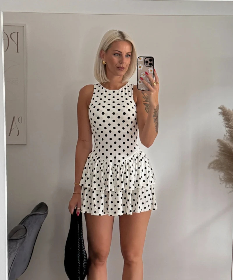 Mini Kleid Punkte Nola Weiß