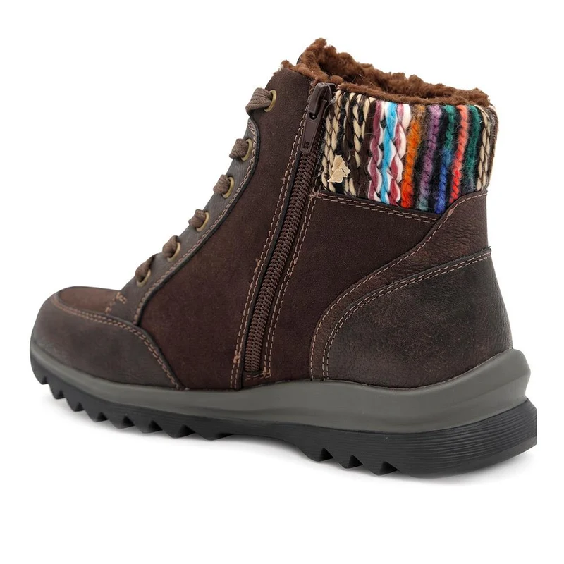Warm Lined Knitted Cuff Grippy Ankle Boots - WBINS44074 / 330 074 - Chocolate
