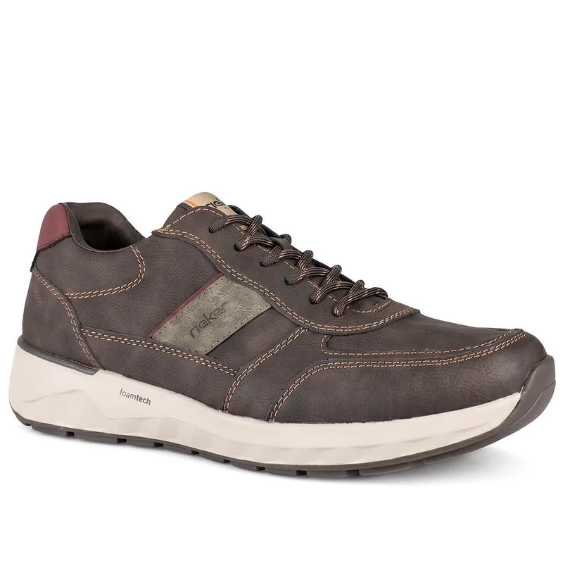 Rieker Extra Wide Zip & Lace Trainers - RKR44509 / 329 909 - Brown