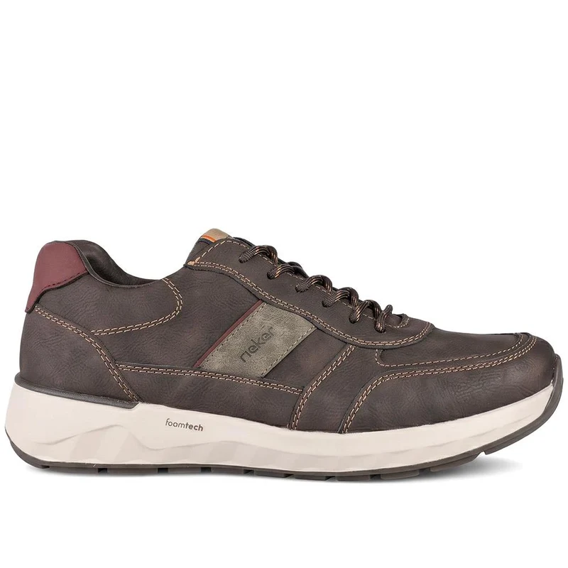 Rieker Extra Wide Zip & Lace Trainers - RKR44509 / 329 909 - Brown
