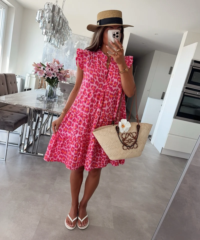 Musselin Kleid Inesa Leo Pink