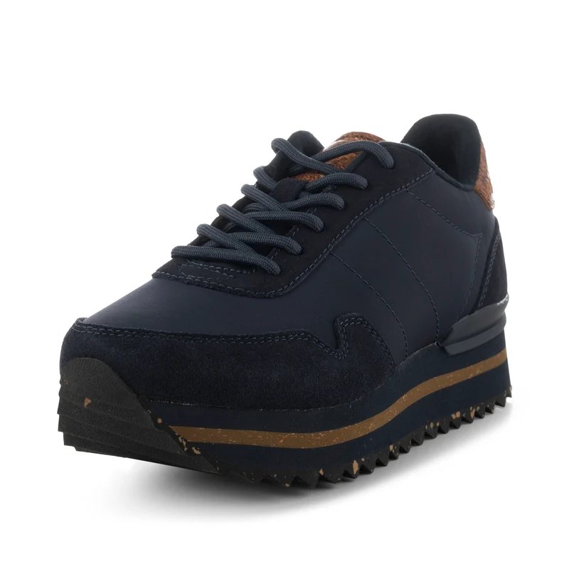 Nora III Leather Plateau - Dark Navy