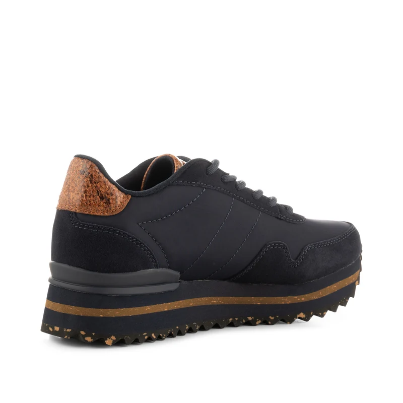 Nora III Leather Plateau - Dark Navy