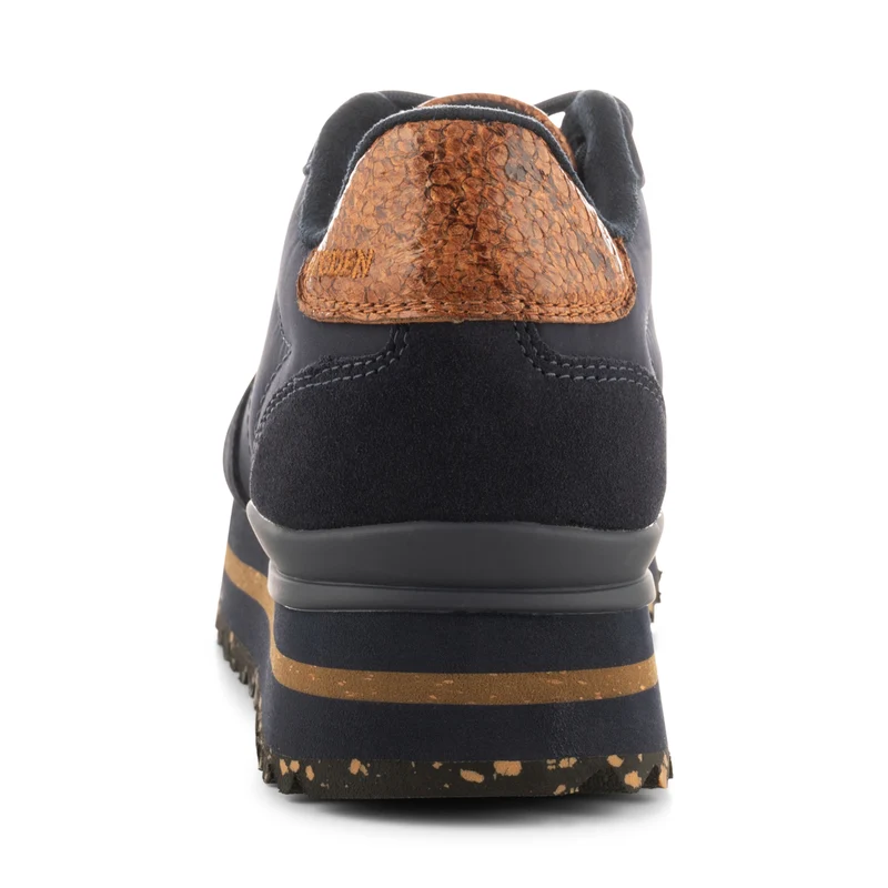 Nora III Leather Plateau - Dark Navy