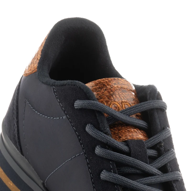 Nora III Leather Plateau - Dark Navy