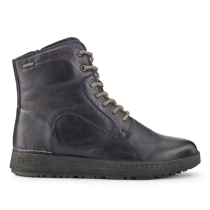Lace-Up Leather Ankle Boots - JOSEF40513 / 326 497 - Navy