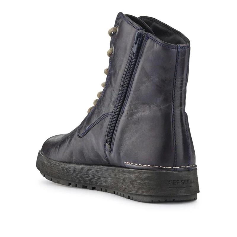 Lace-Up Leather Ankle Boots - JOSEF40513 / 326 497 - Navy