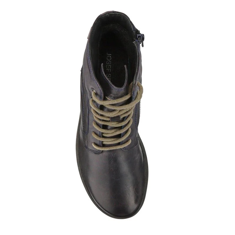Lace-Up Leather Ankle Boots - JOSEF40513 / 326 497 - Navy