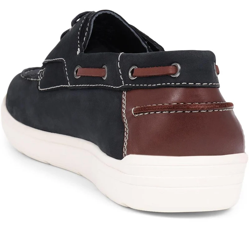Leather Boat Shoes - JFOOT39011 / 325 151 - Navy