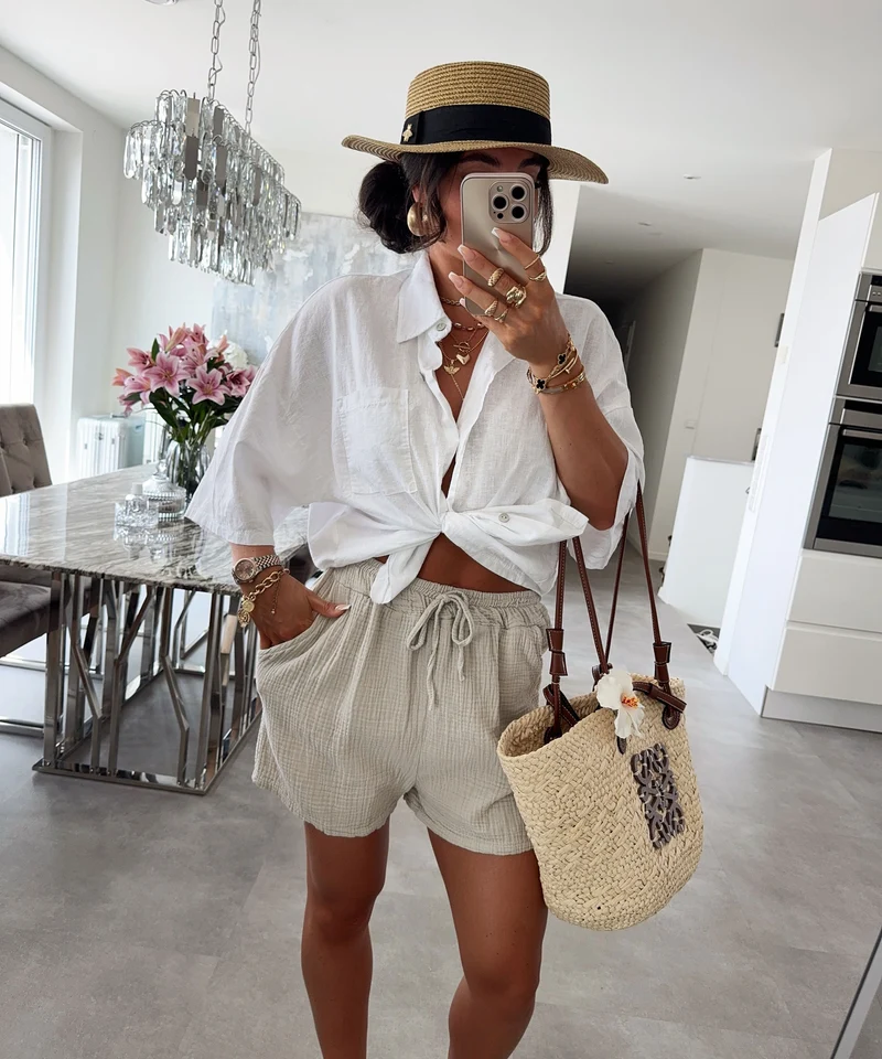 Musselin Shorts Beige