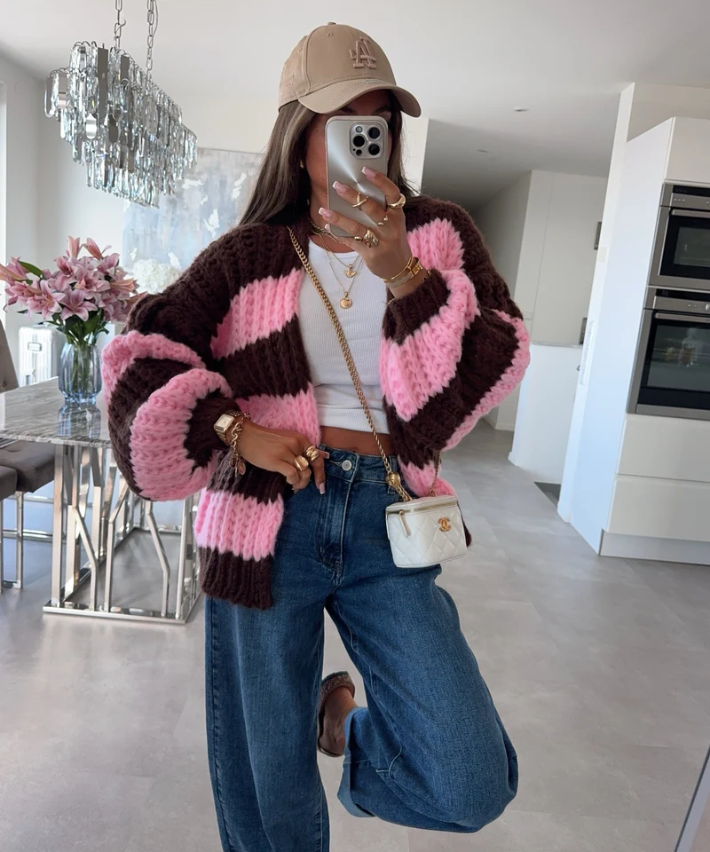 Soft Cardigan Althea Braun Pink