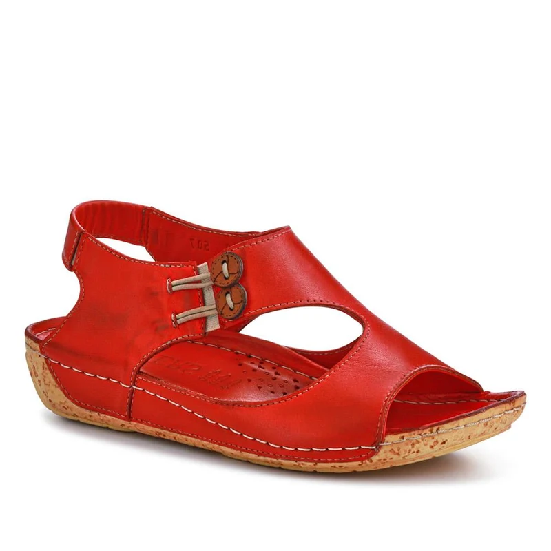 Leather Slip-On Sandals - KARY41004 / 327 532 - Red