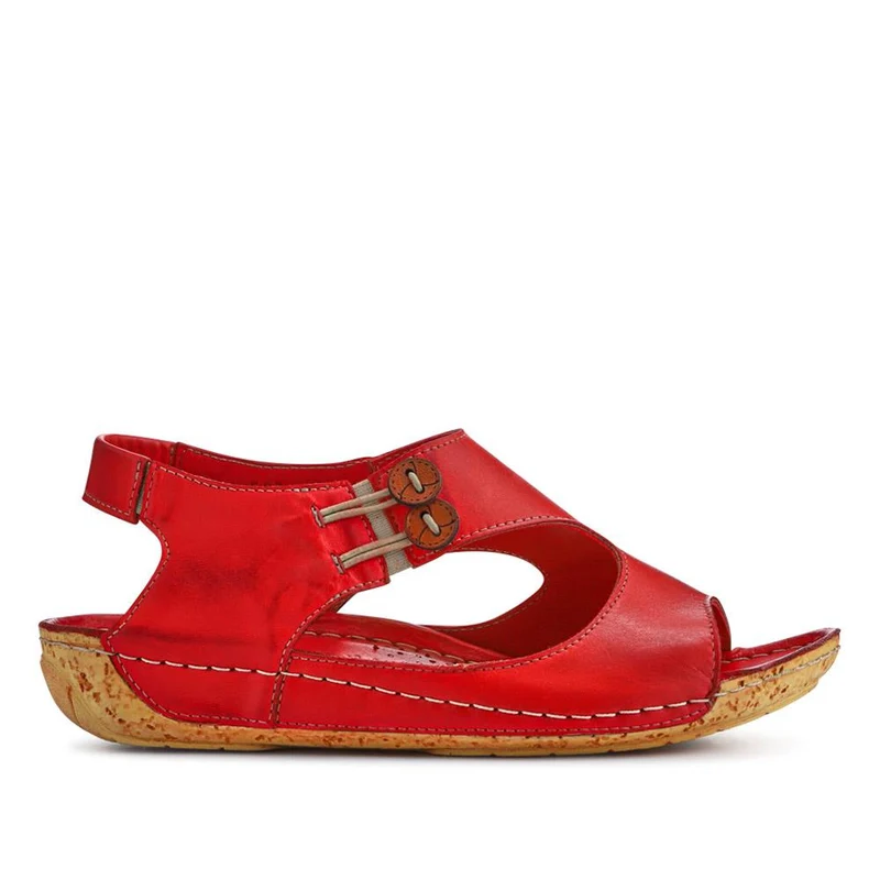 Leather Slip-On Sandals - KARY41004 / 327 532 - Red