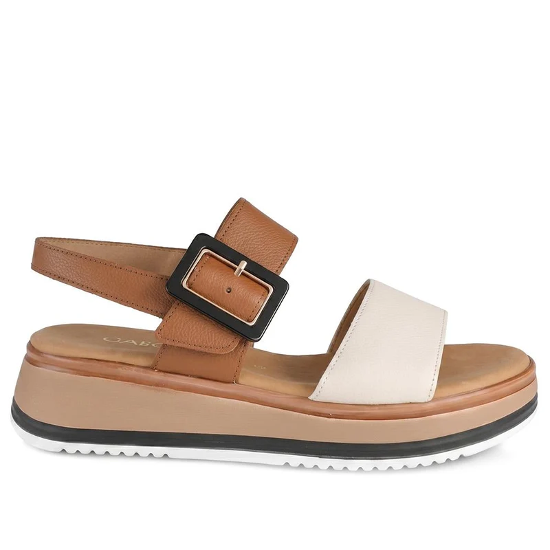 Gabor Leather Adjustable Fasten Sandals - GABC43517 / 330 456 - Brown-White