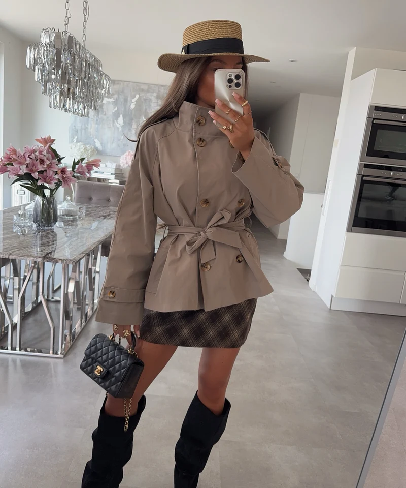 Short Trenchcoat Jacke Olya Taupe