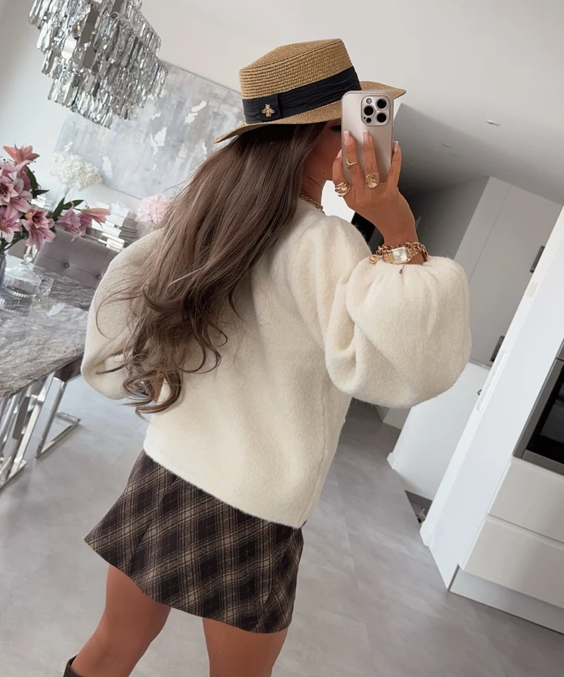 Military-Strickjacke Keala Creme