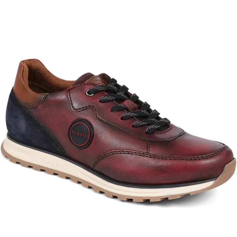Leather Lace-Up Trainers - BUG39503 / 324 762 - Burgundy
