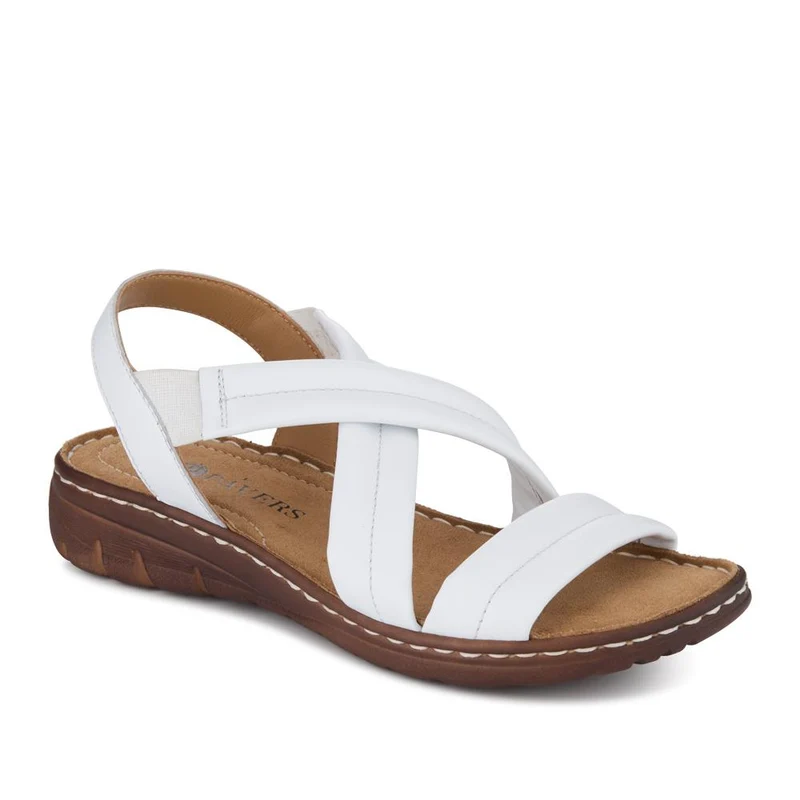 Flexible Leather Cushioned Sandals - KF41008 / 327 493 - White