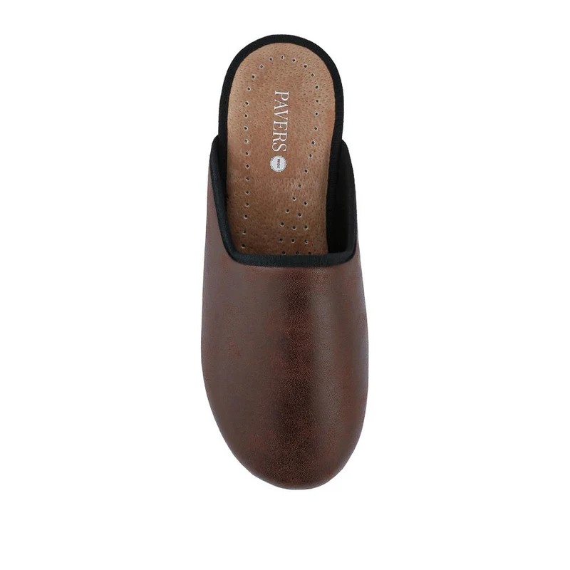 Wide Fit Supportive Mule Slippers - QING42028 / 328 280 - Brown