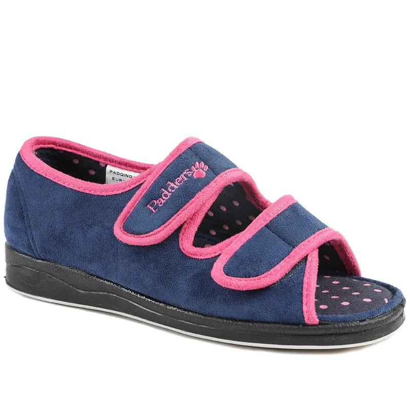 Padders Wide Fit Touch Fasten Slippers - PADQING43005 / 329 402