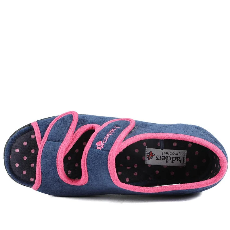 Padders Wide Fit Touch Fasten Slippers - PADQING43005 / 329 402 - Navy