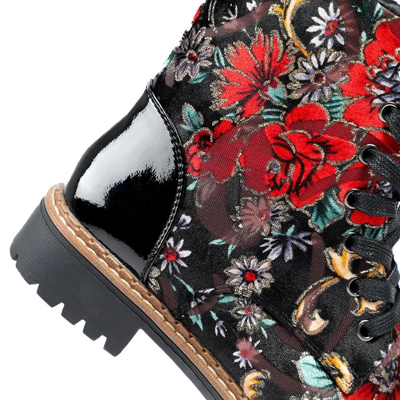 Floral Lace Up Boots - WK42012 / 328 421 - Floral