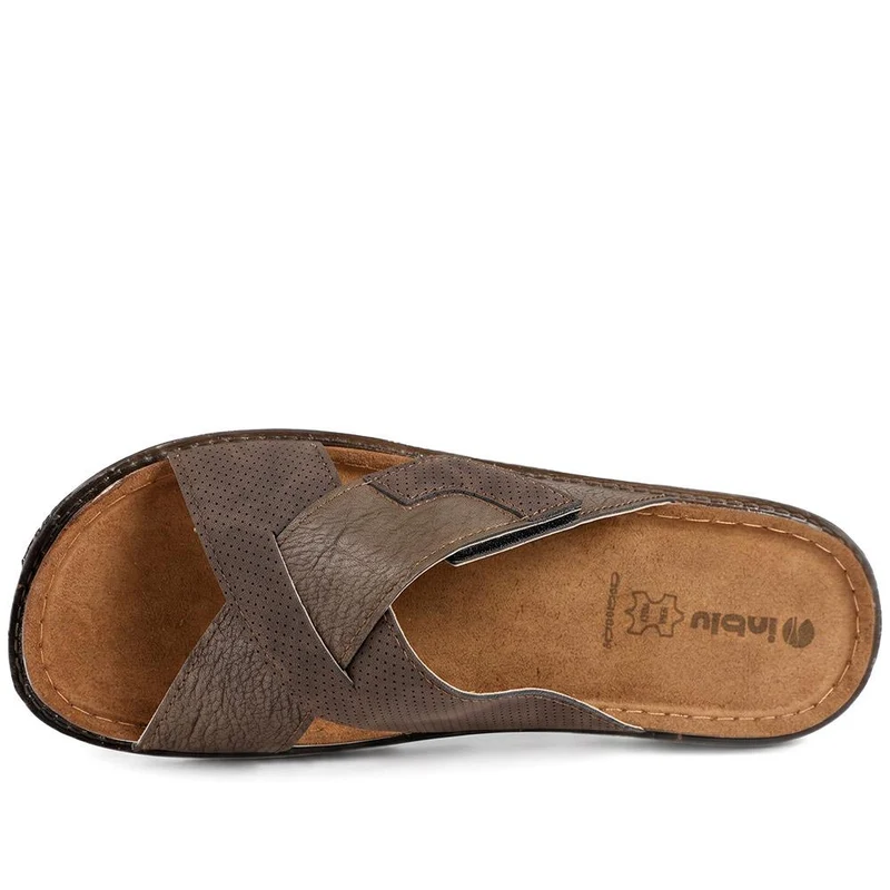 Inblu Cross Strap Slip On Mule Sandals - INB45011 / 330 793 - Brown