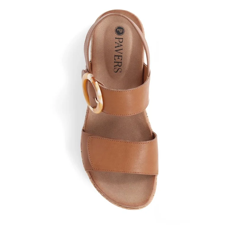 Adjustable Buckle Slingback Comfort Sandals - BAIZH39003 / 325 100 - Tan