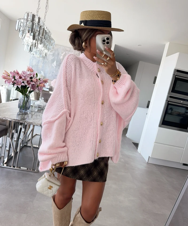 Oversize Strickjacke Jalsien Hellrosa