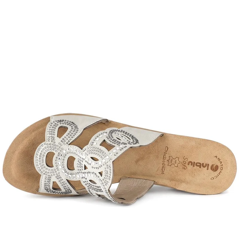 Inblu Embellished Wedge Heel Mule Sandals - INB43065 / 330 715 - Silver